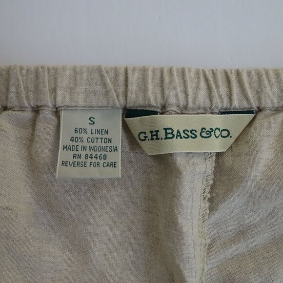 G.H. Bass Linen Blend Cargo Shorts Women Size S Tan Pull-on Elastic Waist FLAW - Picture 5 of 11